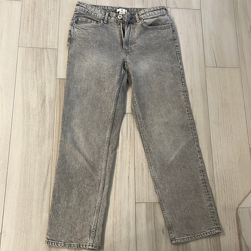 Gray straight leg jeans